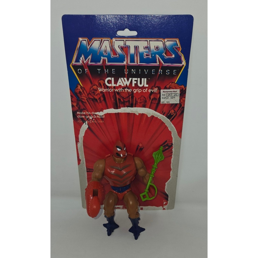 Masters of the Universe MOTU Clawful Figurine 1983 Weapon Cardback New Leg Bands